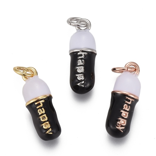 PandaHall Brass Enamel Pendants, with Jump Rings, Long-Lasting Plated, Pill Bar Shape with Word Happy, Black, Mixed Color, 17x6mm, Hole: 3mm... 
PandaHall Brass Enamel Pendants, with Jump Rings, Long-Lasting Plated, Pill Bar Shape with Word Happy, Black, Mixed Color, 17x6mm, Hole: 3mm...