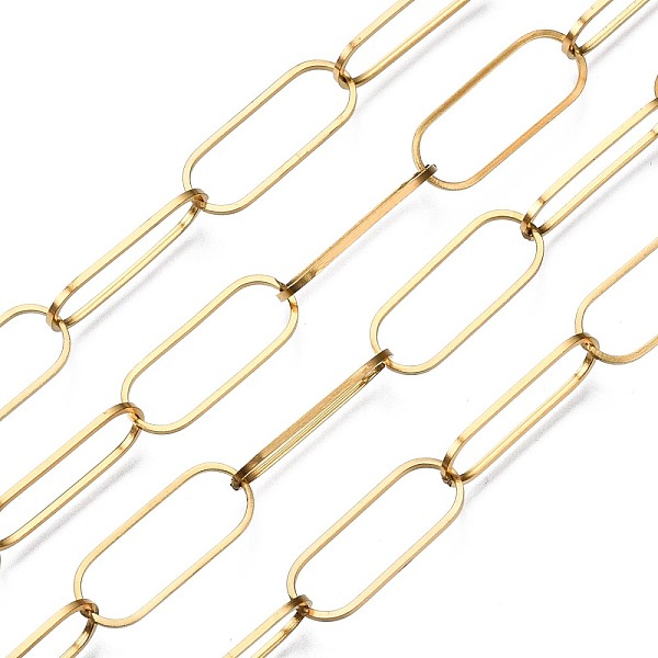 PandaHall 304 Stainless Steel Paperclip Chains Chains, with Spool, Soldered, Flat Oval, Golden, 20x8x1mm, about 82 Feet(25m)/roll 304...
PandaHall 304 Stainless Steel Paperclip Chains Chains, with Spool, Soldered, Flat Oval, Golden, 20x8x1mm, about 82 Feet(25m)/roll 304...