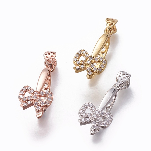 PandaHall Brass Ice Pick Pinch Bails, with Cubic Zirconia, Bowknot, Clear, Mixed Color, 25x12x11mm, Hole: 5.2x3mm, Pin: 1.2mm Brass Clear
PandaHall Brass Ice Pick Pinch Bails, with Cubic Zirconia, Bowknot, Clear, Mixed Color, 25x12x11mm, Hole: 5.2x3mm, Pin: 1.2mm Brass Clear