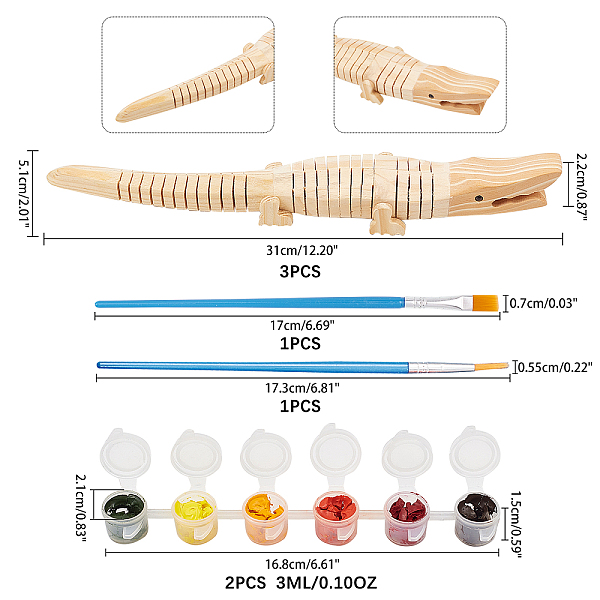 PandaHall arricraft DIY Wood Toy Paiting, 3 Pcs Flexible Wooden Crocodile, 2 Pcs Brushes and 2 Pcs Empty Paint Palette for Family Time, DIY..., Orange
PandaHall arricraft DIY Wood Toy Paiting, 3 Pcs Flexible Wooden Crocodile, 2 Pcs Brushes and 2 Pcs Empty Paint Palette for Family Time, DIY..., Orange