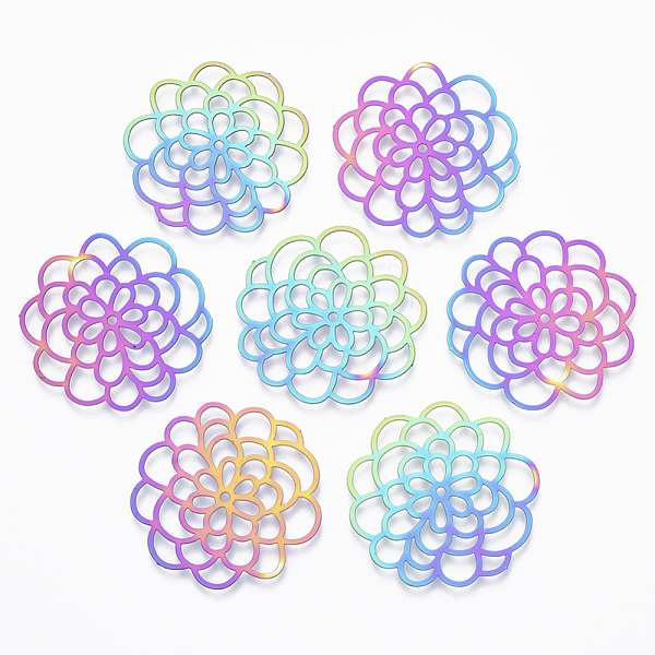 PandaHall Ion Plating(IP) 201 Stainless Steel Filigree Joiners Links, Etched Metal Embellishments, Flower, Rainbow Color, 31.5x30.5x0.4mm...
PandaHall Ion Plating(IP) 201 Stainless Steel Filigree Joiners Links, Etched Metal Embellishments, Flower, Rainbow Color, 31.5x30.5x0.4mm...