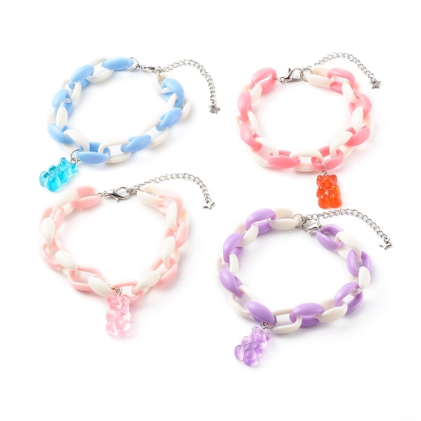 PandaHall Resin Bear Charm Bracelets, with Acrylic Cable Chains and Alloy Lobster Claw Clasps, Platinum, Mixed Color, Inner Diameter: 2 inch..., Multicolor
PandaHall Resin Bear Charm Bracelets, with Acrylic Cable Chains and Alloy Lobster Claw Clasps, Platinum, Mixed Color, Inner Diameter: 2 inch..., Multicolor