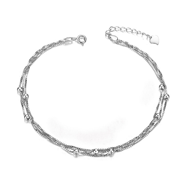 PandaHall SHEGRACE Rhodium Plated 925 Sterling Silver Layered Anklets, Small Beads, Platinum, 210mm Sterling Silver
PandaHall SHEGRACE Rhodium Plated 925 Sterling Silver Layered Anklets, Small Beads, Platinum, 210mm Sterling Silver