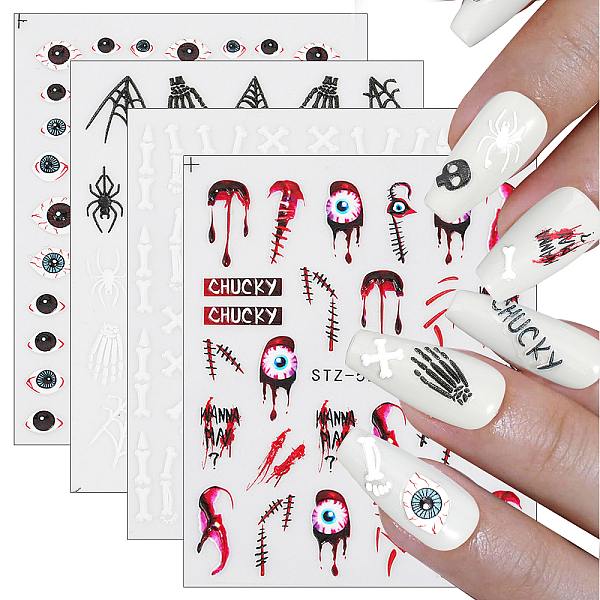 PandaHall Olycraft 4 Sheets 4 Style Halloween Theme Nail Decals Stickers, Self-adhesive Nail Art Supplies, for Woman Girls DIY Nail Art...
PandaHall Olycraft 4 Sheets 4 Style Halloween Theme Nail Decals Stickers, Self-adhesive Nail Art Supplies, for Woman Girls DIY Nail Art...