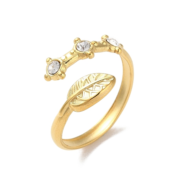 PandaHall 304 Stainless Steel Rhinestone Cuff Rings, Leaf, Real 18K Gold Plated, Adjustable Stainless Steel+Rhinestone Leaf Clear
PandaHall 304 Stainless Steel Rhinestone Cuff Rings, Leaf, Real 18K Gold Plated, Adjustable Stainless Steel+Rhinestone Leaf Clear