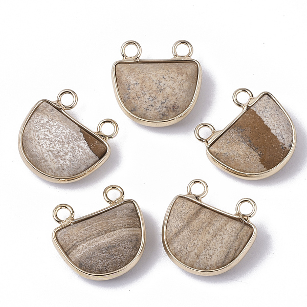 PandaHall Natural Picture Jasper Semi Circle Pendants, with Golden Tone Brass Open Back Bezel, Faceted, Half Round, 18x17.5x6.5mm, Hole: 2mm...
PandaHall Natural Picture Jasper Semi Circle Pendants, with Golden Tone Brass Open Back Bezel, Faceted, Half Round, 18x17.5x6.5mm, Hole: 2mm...