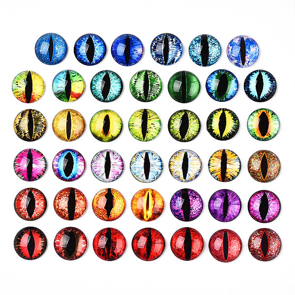 PandaHall Glass Cabochons, Half Round with Evil Eye, Vertical Pupil, Mixed Color, 20x6.5mm. Glass Half Round Multicolor
PandaHall Glass Cabochons, Half Round with Evil Eye, Vertical Pupil, Mixed Color, 20x6.5mm. Glass Half Round Multicolor