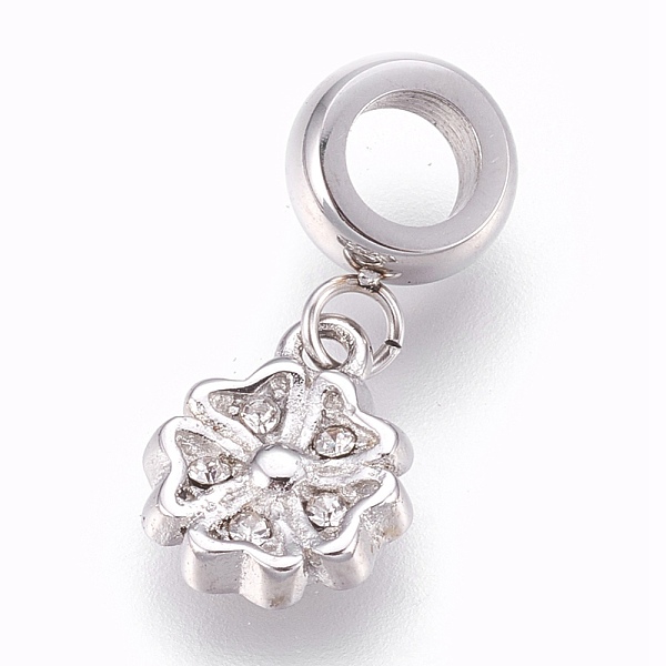 PandaHall 304 Stainless Steel European Dangle Charms, Large Hole Pendants, with Rhinestone, Flower, Stainless Steel Color, 20.5mm, Hole: 4mm..., Clear
PandaHall 304 Stainless Steel European Dangle Charms, Large Hole Pendants, with Rhinestone, Flower, Stainless Steel Color, 20.5mm, Hole: 4mm..., Clear
