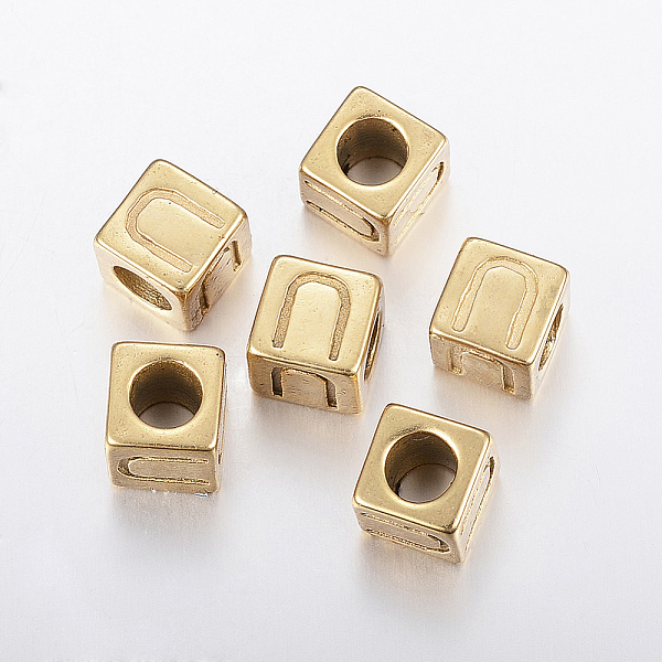 PandaHall 304 Stainless Steel Large Hole Letter European Beads, Horizontal Hole, Cube with Letter.U, Golden, 8x8x8mm, Hole: 5mm 304...
PandaHall 304 Stainless Steel Large Hole Letter European Beads, Horizontal Hole, Cube with Letter.U, Golden, 8x8x8mm, Hole: 5mm 304...