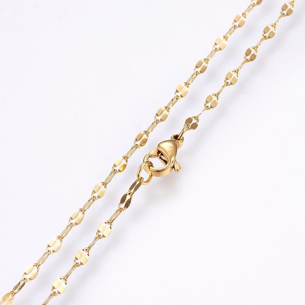 PandaHall 304 Stainless Steel Chain Necklaces, with Lobster Claw Clasps, Golden, 19.69 inch(50cm), 2x0.4mm, link: 4x2x0.4mm 304 Stainless...
PandaHall 304 Stainless Steel Chain Necklaces, with Lobster Claw Clasps, Golden, 19.69 inch(50cm), 2x0.4mm, link: 4x2x0.4mm 304 Stainless...