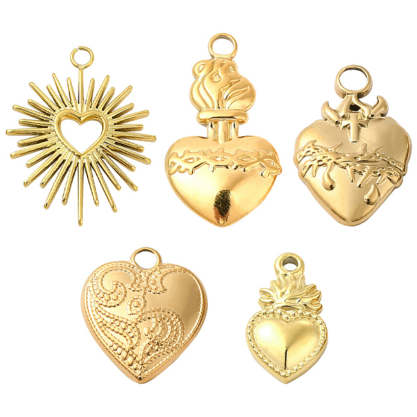 PandaHall SUNNYCLUE 10Pcs 5 Style 304 Stainless Steel Pendants, Heart, Real 18K Gold Plated, 14~27x8~18x2~3mm, Hole: 1~3mm, 2pcs/style 304...
PandaHall SUNNYCLUE 10Pcs 5 Style 304 Stainless Steel Pendants, Heart, Real 18K Gold Plated, 14~27x8~18x2~3mm, Hole: 1~3mm, 2pcs/style 304...