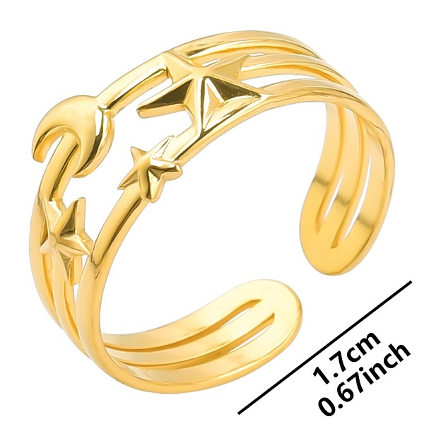 PandaHall Stainless Steel Star Moon Couple Rings, Open Cuff Rings for Men and Women, Golden Other
PandaHall Stainless Steel Star Moon Couple Rings, Open Cuff Rings for Men and Women, Golden Other