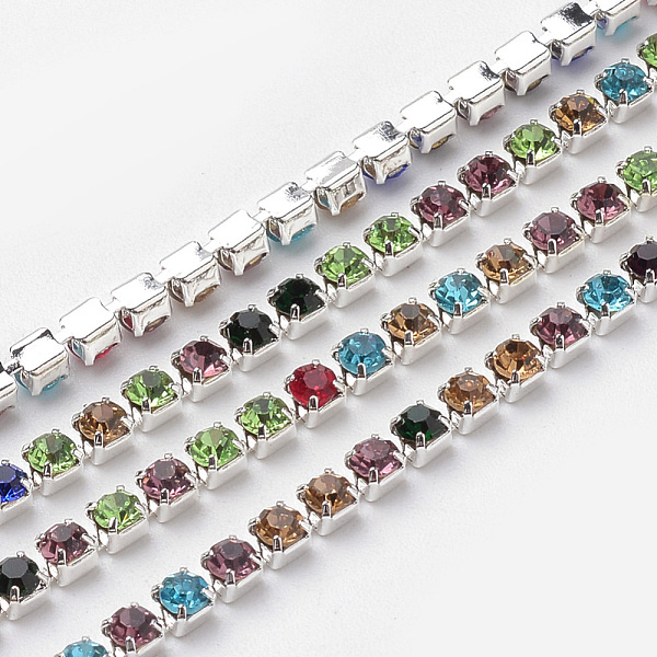 PandaHall Brass Rhinestone Strass Chains, with Spool, Rhinestone Cup Chains, Silver Color Plated, Colorful, 2.5mm, about 10yards/roll...
PandaHall Brass Rhinestone Strass Chains, with Spool, Rhinestone Cup Chains, Silver Color Plated, Colorful, 2.5mm, about 10yards/roll...