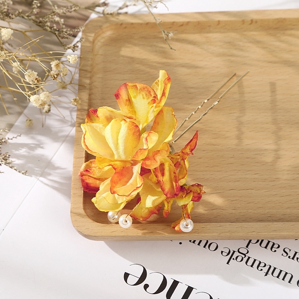 PandaHall Simulation Flower Hair Forks, Wedding Bridal Hairpin, U Shaped Hair Clip Hair Accessories, Gold, 110x70mm Cloth Gold
PandaHall Simulation Flower Hair Forks, Wedding Bridal Hairpin, U Shaped Hair Clip Hair Accessories, Gold, 110x70mm Cloth Gold