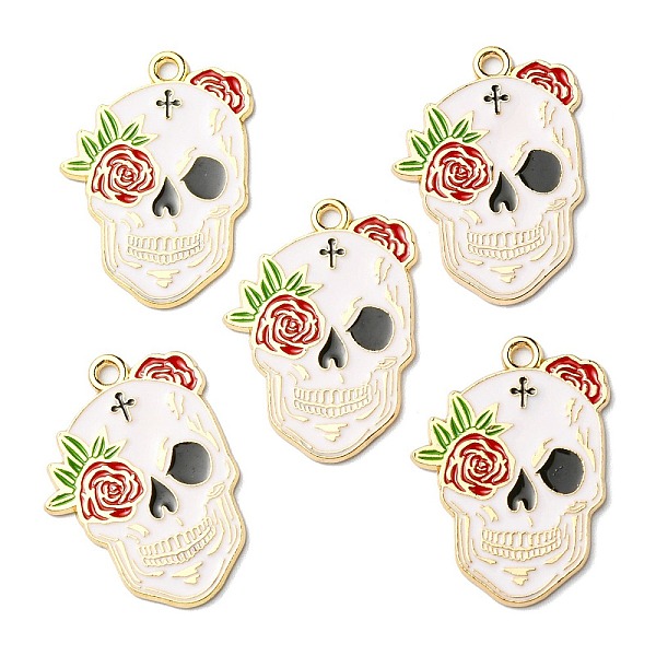 PandaHall Halloween Alloy Pendants, with Enamel, Light Gold, Skull with Rose Charm, Dark Red, 28x20~20.5x1mm, Hole: 1.8mm Alloy+Enamel Skull
PandaHall Halloween Alloy Pendants, with Enamel, Light Gold, Skull with Rose Charm, Dark Red, 28x20~20.5x1mm, Hole: 1.8mm Alloy+Enamel Skull
