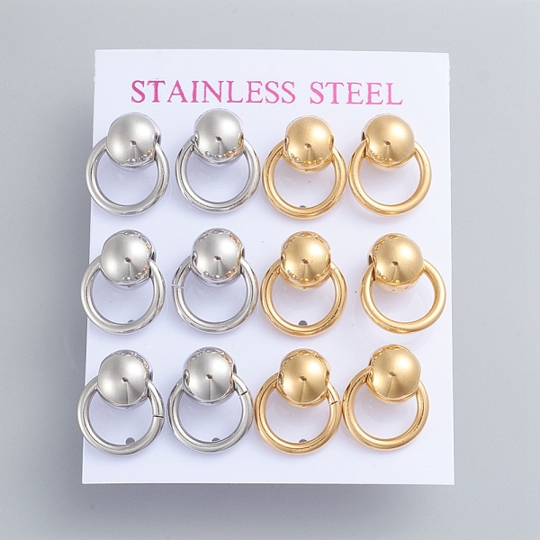 PandaHall 304 Stainless Steel Dangle Stud Earrings, with Ear Nuts, Ball with Ring, Golden & Stainless Steel Color, 17x14mm, Pin: 0.7mm...
PandaHall 304 Stainless Steel Dangle Stud Earrings, with Ear Nuts, Ball with Ring, Golden & Stainless Steel Color, 17x14mm, Pin: 0.7mm...