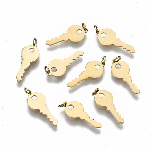 PandaHall 304 Stainless Steel Charms, Laser Cut, with Jump Rings, Key, Real 14K Gold Plated, 14.5x6x0.7mm, Jump Ring: 3x0.4mm, 2.2mm inner...
PandaHall 304 Stainless Steel Charms, Laser Cut, with Jump Rings, Key, Real 14K Gold Plated, 14.5x6x0.7mm, Jump Ring: 3x0.4mm, 2.2mm inner...
