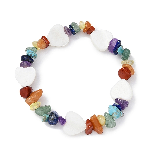 PandaHall Natural & Synthetic Mixed Gemstone Chips & Shell Beaded Stretch Bracelet, Heart, Wide: 12mm, Inner Diameter: 1-3/4 inch(4.3cm)..., White
PandaHall Natural & Synthetic Mixed Gemstone Chips & Shell Beaded Stretch Bracelet, Heart, Wide: 12mm, Inner Diameter: 1-3/4 inch(4.3cm)..., White