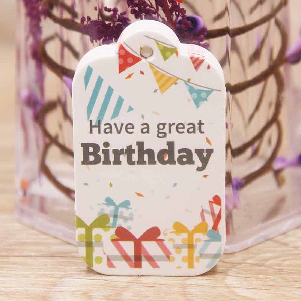 PandaHall Paper Gift Tags, Hange Tags, For Arts and Crafts, Birthday Theme, Rectangle with Word Have a Great Birthday, White, 50x30x0.4mm...
PandaHall Paper Gift Tags, Hange Tags, For Arts and Crafts, Birthday Theme, Rectangle with Word Have a Great Birthday, White, 50x30x0.4mm...