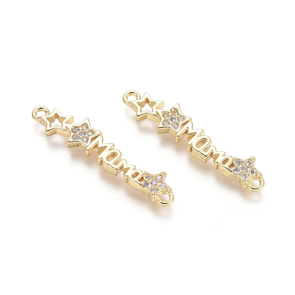 PandaHall Brass Micro Pave Clear Cubic Zirconia Links connectors, Word MAMA and Star, for Mother's Day, Golden, 5.5x26x2mm, Hole: 1.2mm...
PandaHall Brass Micro Pave Clear Cubic Zirconia Links connectors, Word MAMA and Star, for Mother's Day, Golden, 5.5x26x2mm, Hole: 1.2mm...