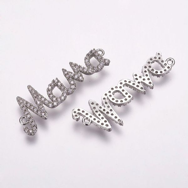 PandaHall Brass Micro Pave Cubic Zirconia Links, For Mother's Day Jewelry Making, Word Mama, Platinum, 30x11x2mm, Hole: 0.5mm Brass+Cubic...
PandaHall Brass Micro Pave Cubic Zirconia Links, For Mother's Day Jewelry Making, Word Mama, Platinum, 30x11x2mm, Hole: 0.5mm Brass+Cubic...