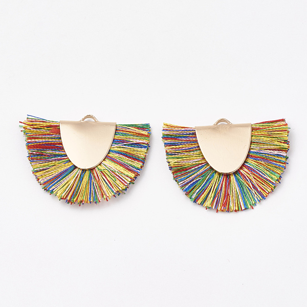 PandaHall Polyester Tassel Pendant Decorations, with Brass Findings, Semicircle, Light Gold, Colorful, 25~27x32~35x3mm, Hole: 3x1.5mm...
PandaHall Polyester Tassel Pendant Decorations, with Brass Findings, Semicircle, Light Gold, Colorful, 25~27x32~35x3mm, Hole: 3x1.5mm...