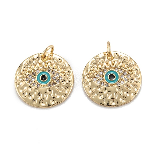 PandaHall Brass Micro Pave Clear Cubic Zirconia Pendants, with Enamel and Jump Rings, Flat Round with Eye, Real 18K Gold Plated, 18x2.5mm...
PandaHall Brass Micro Pave Clear Cubic Zirconia Pendants, with Enamel and Jump Rings, Flat Round with Eye, Real 18K Gold Plated, 18x2.5mm...