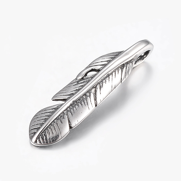 PandaHall 316 Surgical Stainless Steel Pendants, Feather, Antique Silver, 21x5x4.5mm, Hole: 2x4mm 316 Surgical Stainless Steel Feather
PandaHall 316 Surgical Stainless Steel Pendants, Feather, Antique Silver, 21x5x4.5mm, Hole: 2x4mm 316 Surgical Stainless Steel Feather