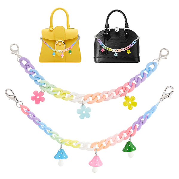 PandaHall WADORN 2Pcs 2 Style Rainbow Color Acrylic Curban Chain Bag Handles, with Acrylic Flower/Mushroom Pendant, Alloy and Iron Findings...
PandaHall WADORN 2Pcs 2 Style Rainbow Color Acrylic Curban Chain Bag Handles, with Acrylic Flower/Mushroom Pendant, Alloy and Iron Findings...