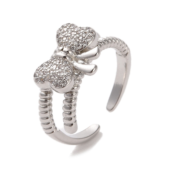 PandaHall Brass Micro Pave Cubic Zirconia Open Cuff Ring, Bowknot, Platinum, Inner Diameter: 19mm Brass+Cubic Zirconia Bowknot Clear
PandaHall Brass Micro Pave Cubic Zirconia Open Cuff Ring, Bowknot, Platinum, Inner Diameter: 19mm Brass+Cubic Zirconia Bowknot Clear