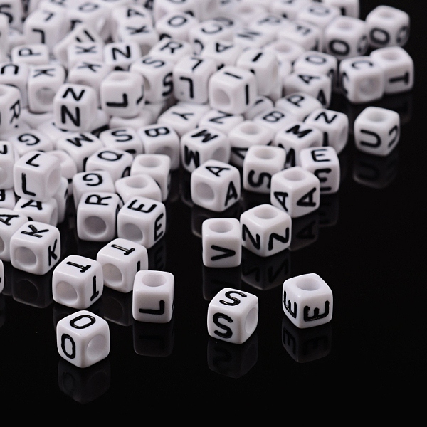 PandaHall Letter Acrylic European Beads, Horizontal Hole, Cube, Random Mixed Letters, 10x10x10mm, Hole: 3.5~4mm, about 598pcs/500g Acrylic..., White
PandaHall Letter Acrylic European Beads, Horizontal Hole, Cube, Random Mixed Letters, 10x10x10mm, Hole: 3.5~4mm, about 598pcs/500g Acrylic..., White