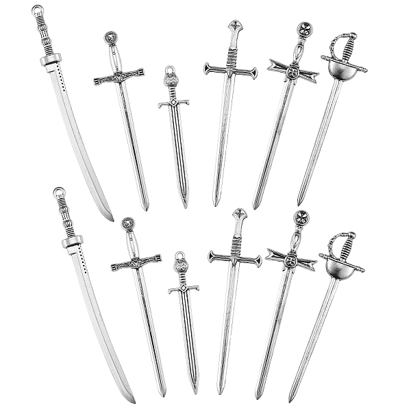 PandaHall 12Pcs 6 Style Tibetan Style Alloy Big Pendants, Long Knife and Sword, for Crafting, Pendant Making, Antique Silver...
PandaHall 12Pcs 6 Style Tibetan Style Alloy Big Pendants, Long Knife and Sword, for Crafting, Pendant Making, Antique Silver...