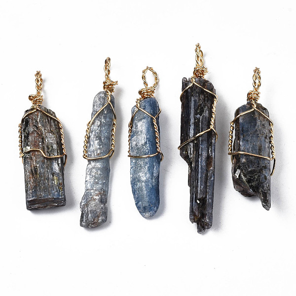 PandaHall Natural Kyanite Gemstone Big Pendants, with Rack Plating Light Gold Tone Brass Wires Wrapped, Nuggets, 42~56.5x9~13x4~8.5mm, Hole...
PandaHall Natural Kyanite Gemstone Big Pendants, with Rack Plating Light Gold Tone Brass Wires Wrapped, Nuggets, 42~56.5x9~13x4~8.5mm, Hole...