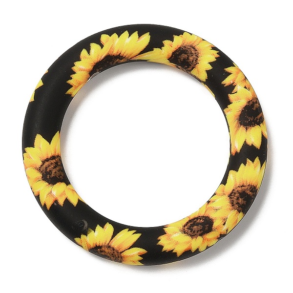 PandaHall Food Grade Eco-Friendly Silicone Pendants, Ring with Sunflower Pattern, Black, 65x10mm, Hole: 4mm Silicone Ring Black
PandaHall Food Grade Eco-Friendly Silicone Pendants, Ring with Sunflower Pattern, Black, 65x10mm, Hole: 4mm Silicone Ring Black