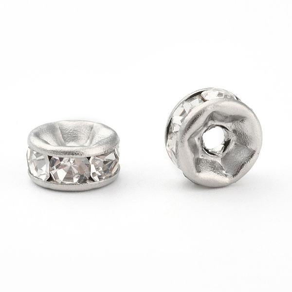 PandaHall 316 Surgical Stainless Steel Spacer Beads, with Rhinestone, Rondelle, Stainless Steel Color, 6x3mm, Hole: 1mm Stainless..., Clear
PandaHall 316 Surgical Stainless Steel Spacer Beads, with Rhinestone, Rondelle, Stainless Steel Color, 6x3mm, Hole: 1mm Stainless..., Clear