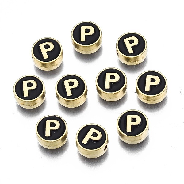 PandaHall Alloy Enamel Beads, Cadmium Free & Lead Free, Light Gold, Flat Round with Alphabet, Black, Letter.P, 8x4mm, Hole: 1.5mm...
PandaHall Alloy Enamel Beads, Cadmium Free & Lead Free, Light Gold, Flat Round with Alphabet, Black, Letter.P, 8x4mm, Hole: 1.5mm...