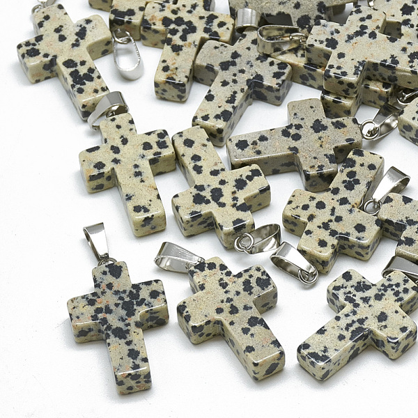 PandaHall Natural Dalmatian Jasper Pendants, with Stainless Steel Snap On Bails, Cross, 29~30x18~19x5~6mm, Hole: 6x4mm Dalmatian Jasper...
PandaHall Natural Dalmatian Jasper Pendants, with Stainless Steel Snap On Bails, Cross, 29~30x18~19x5~6mm, Hole: 6x4mm Dalmatian Jasper...