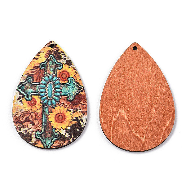 PandaHall Single Face Sunflower Printed Wood Big Pendants, Teardrop Charm, Medium Turquoise, Cross Pattern, 60x40x3mm, Hole: 2mm Wood Cross
PandaHall Single Face Sunflower Printed Wood Big Pendants, Teardrop Charm, Medium Turquoise, Cross Pattern, 60x40x3mm, Hole: 2mm Wood Cross
