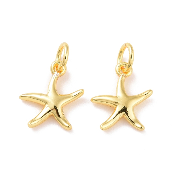 PandaHall Brass Charms, with Jump Ring, Cadmium Free & Lead Free, Starfish, Real 18K Gold Plated, 12x10.5x2mm, Hole: 3mm Brass Starfish
PandaHall Brass Charms, with Jump Ring, Cadmium Free & Lead Free, Starfish, Real 18K Gold Plated, 12x10.5x2mm, Hole: 3mm Brass Starfish