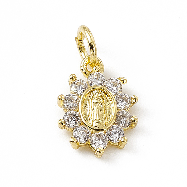 PandaHall Brass Micro Pave Cubic Zirconia Charms, with Jump Ring, Oval Flower with Religion Virgin Mary Charm, Real 18K Gold Plated..., Clear
PandaHall Brass Micro Pave Cubic Zirconia Charms, with Jump Ring, Oval Flower with Religion Virgin Mary Charm, Real 18K Gold Plated..., Clear