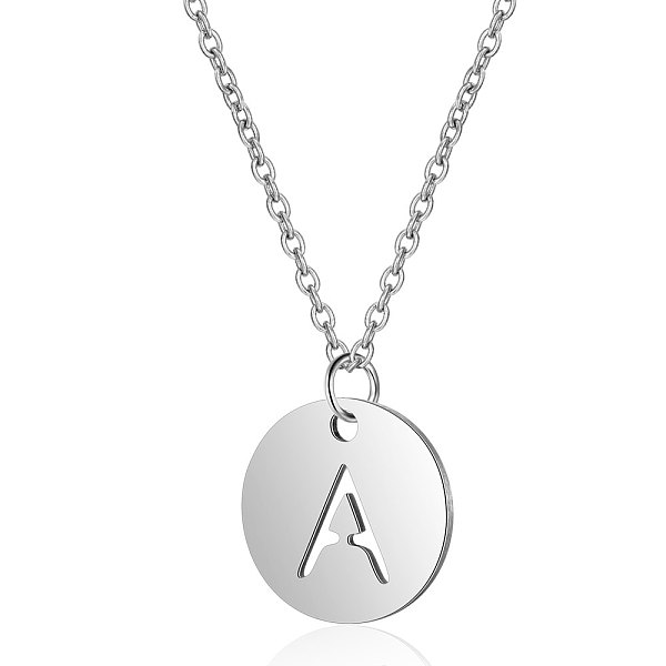 PandaHall 201 Stainless Steel Initial Pendants Necklaces, with Cable Chains, Flat Round with Letter, Stainless Steel Color, Letter.A, 16.3...
PandaHall 201 Stainless Steel Initial Pendants Necklaces, with Cable Chains, Flat Round with Letter, Stainless Steel Color, Letter.A, 16.3...