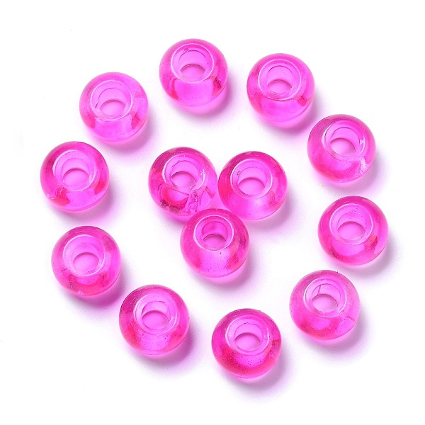 PandaHall Glass European Beads, Large Hole Beads, Rondelle, Magenta, 15x10mm, Hole: 5mm Glass Rondelle Pink 
PandaHall Glass European Beads, Large Hole Beads, Rondelle, Magenta, 15x10mm, Hole: 5mm Glass Rondelle Pink