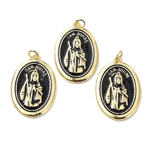 PandaHall Brass Pendants, with Enamel and Jump Ring, Lead Free & Cadmium Free, Real 18K Gold Plated, Oval with St Jude Charm, Black...
PandaHall Brass Pendants, with Enamel and Jump Ring, Lead Free & Cadmium Free, Real 18K Gold Plated, Oval with St Jude Charm, Black...