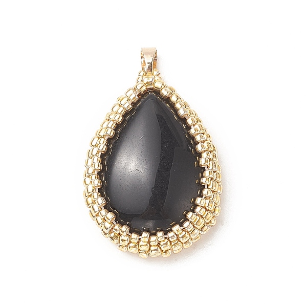 PandaHall Natural Obsidian Pendants with Japanese Seed Wrapped, Teardrop Charms with Brass Snap on Bails, Golden, 32x23x9mm, Hole: 4x3mm...
PandaHall Natural Obsidian Pendants with Japanese Seed Wrapped, Teardrop Charms with Brass Snap on Bails, Golden, 32x23x9mm, Hole: 4x3mm...