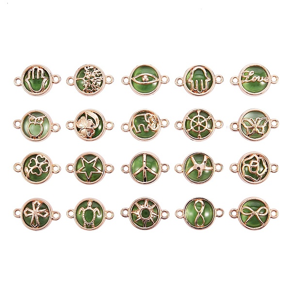 PandaHall 40Pcs 20 Style Glass Links/Connectors, with Light Gold Plated Alloy Findings, Flat Round with Mixed Shapes, Light Gold..., Green
PandaHall 40Pcs 20 Style Glass Links/Connectors, with Light Gold Plated Alloy Findings, Flat Round with Mixed Shapes, Light Gold..., Green