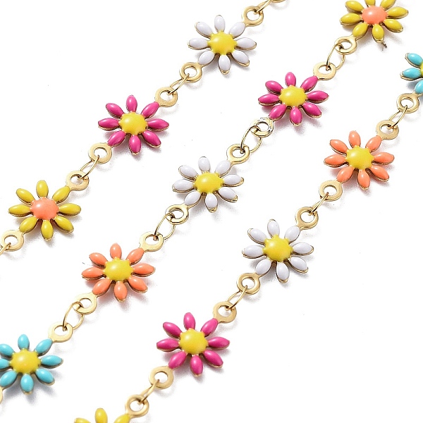 PandaHall 304 Stainless Steel Link Chains, with Resin & Enamel & Spool, Unwelded, Real 18K Gold Plated, Flower, Colorful, 12.5x7x2mm, about...
PandaHall 304 Stainless Steel Link Chains, with Resin & Enamel & Spool, Unwelded, Real 18K Gold Plated, Flower, Colorful, 12.5x7x2mm, about...