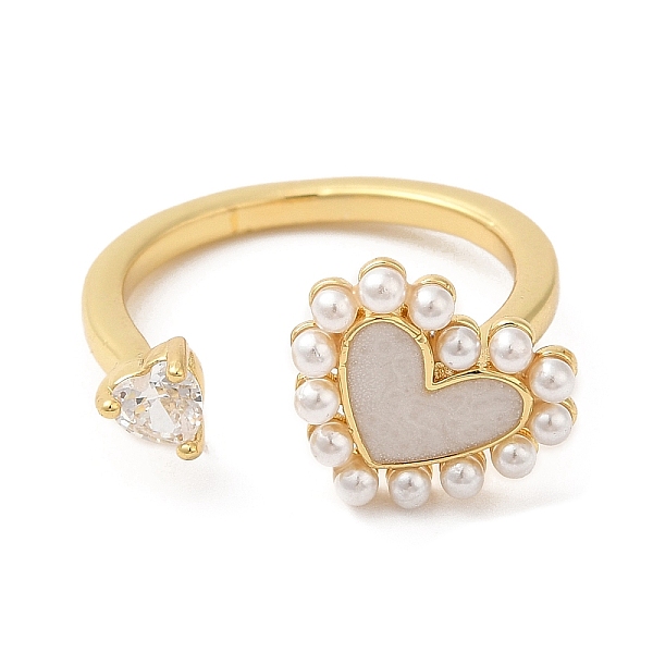 PandaHall Cubic Zirconia Heart Open Cuff Ring with ABS Plastic Pearl Beaded, Brass Finger Ring for Women, Cadmium Free & Lead Free, Real 18K..., White
PandaHall Cubic Zirconia Heart Open Cuff Ring with ABS Plastic Pearl Beaded, Brass Finger Ring for Women, Cadmium Free & Lead Free, Real 18K..., White