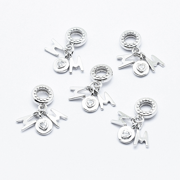 PandaHall Mother's Day Theme, Brass Micro Pave Cubic Zirconia European Dangle Charms, Cadmium Free & Nickel Free & Lead Free, Word MOM..., Clear
PandaHall Mother's Day Theme, Brass Micro Pave Cubic Zirconia European Dangle Charms, Cadmium Free & Nickel Free & Lead Free, Word MOM..., Clear