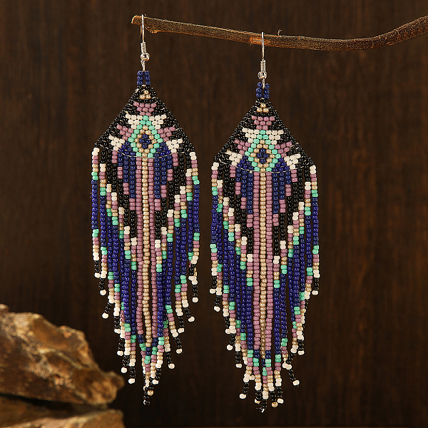 PandaHall Bohemian Style Geometric Glass Bead Tassel Earrings for Women, Dangle Earrings, Multi Colours Glass Others
PandaHall Bohemian Style Geometric Glass Bead Tassel Earrings for Women, Dangle Earrings, Multi Colours Glass Others