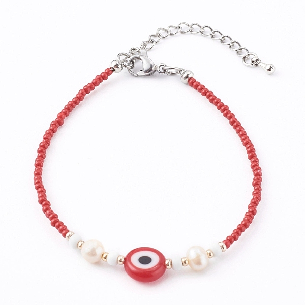PandaHall Glass Seed Beaded Bracelets, with Natural Pearl Beads and Evil Eye Lampwork Beads, Red, 7-1/8 inch(18cm) Glass Evil Eye Red
PandaHall Glass Seed Beaded Bracelets, with Natural Pearl Beads and Evil Eye Lampwork Beads, Red, 7-1/8 inch(18cm) Glass Evil Eye Red